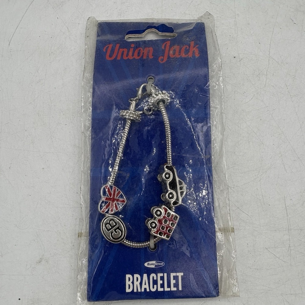 Euro Stick Union Jack Bracelet with‎ 4 Charms Bus Flag